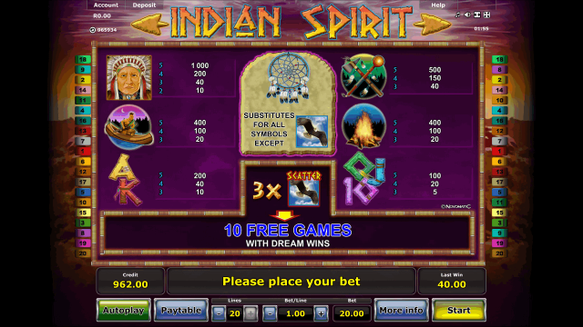Игровой интерфейс Indian Spirit 7