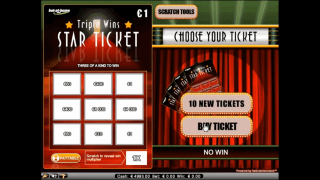 Игровой интерфейс Triple Wins Star Ticket 6